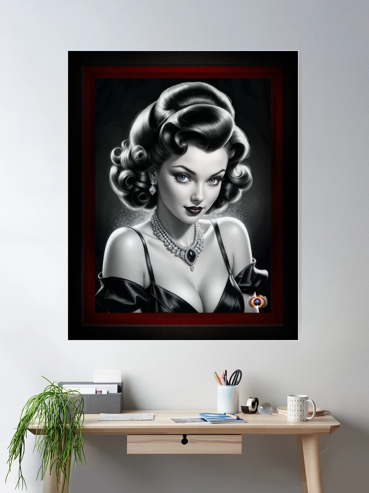 You Will Not Regret Coming With Me Mesmerizing AI Concept Art Femme Fatale Portrait by Xzendor7 Room Decor Poster Art Print
