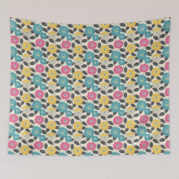 Item preview, Aesthetic City Girl - Chic Urban Colorful Print with Yellow Blue & Pink Flowers - High Contrast designed and sold by eluxyumdecor.