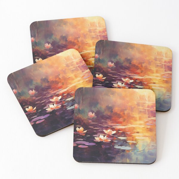 Item preview, Water lilies at sunset | Impressionism designed and sold by AniDragonfly.