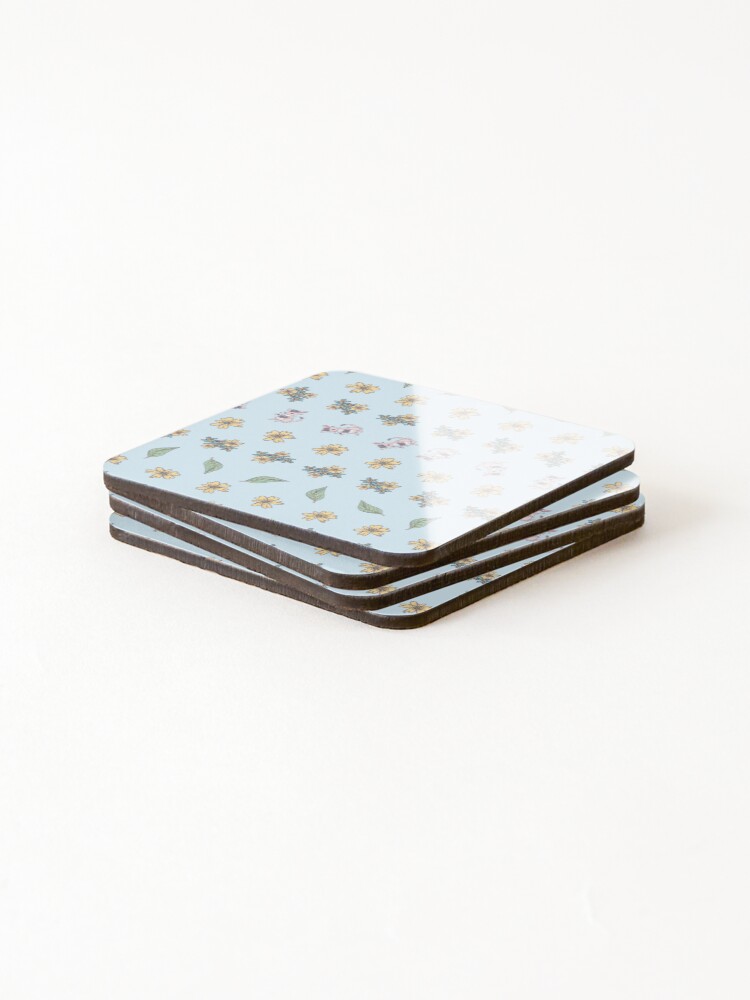 Thumbnail 4 of 5, Coasters (Set of 4), Rue Roo Delight - Playful Kangaroo Rue Pattern designed and sold by SPIRIMAL.