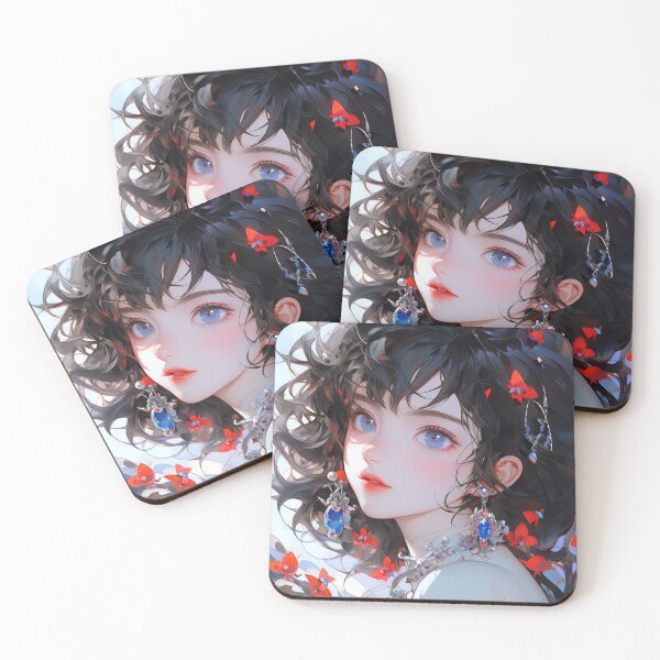 Item preview, Elegant Sapphires and Whimsical Curls Anime Girl designed and sold by bubblegoth.