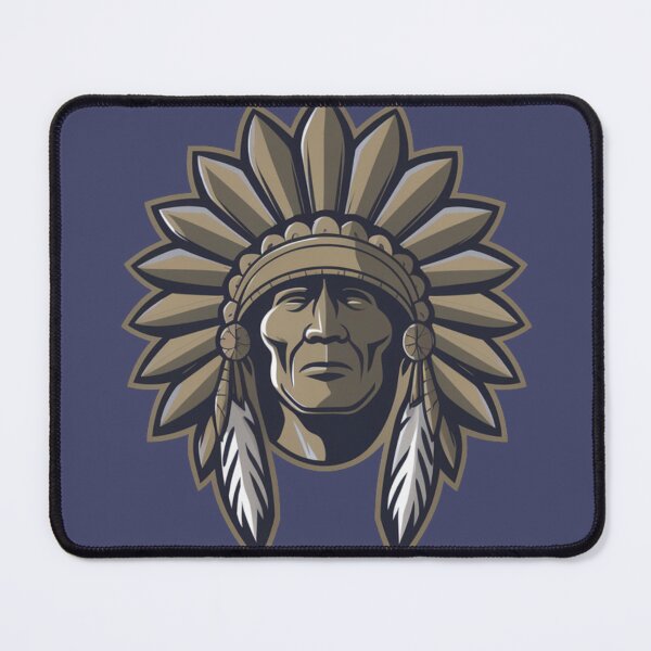 Item preview, Native American chief wearing a headdress with gold accents. designed and sold by 123ks.