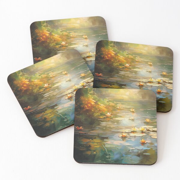 Item preview, Pond with water lilies in the morning | Impressionism designed and sold by AniDragonfly.