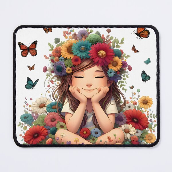Item preview, Pink flowers butterflies designed and sold by MY COLORING DRAW.