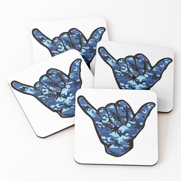 Aperçu de l'œuvre Shaka Hand ALOHA (camouflage militaire bleu) créée et vendue par Margival.