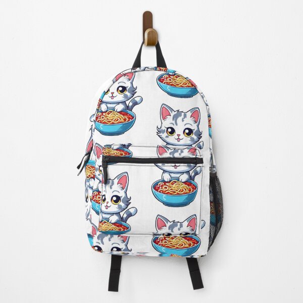 Aperçu de l'œuvre Chat mignon Kawaii mangeant des ramen créée et vendue par ColorFlick.