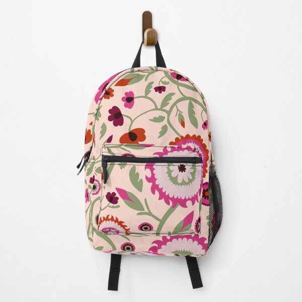 Item preview, Floral Uzbekistan suzani motif, pink, cream, gold, olive green designed and sold by naomibroudo.