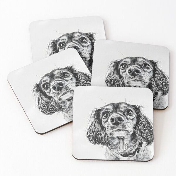 Item preview, Black and white dog pencil drawing designed and sold by Pencil-Art.