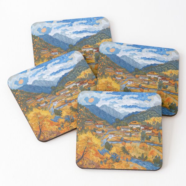 Item preview, Bhutanese landscape | Painting in the style of Vincent van Gogh designed and sold by ComicsFactory.