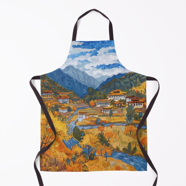 Item preview, Bhutanese landscape | Painting in the style of Vincent van Gogh designed and sold by ComicsFactory.