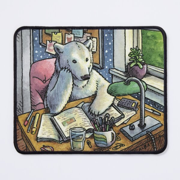 Item preview, Polar Bear Studying designed and sold by Elisabeth Alba Illustration.