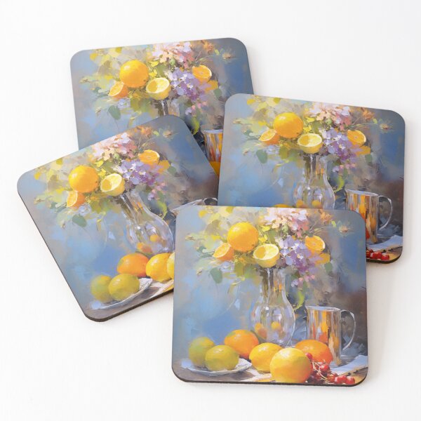 Item preview, Still life with flowers and citrus fruits | Impressionism designed and sold by AniDragonfly.