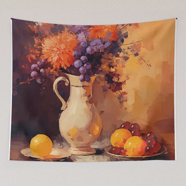 Item preview, Still life with flowers grapes oranges | Impressionism designed and sold by AniDragonfly.