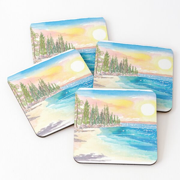 Item preview, View of Lake Tahoe Shoreline with Blue Water and Mountains designed and sold by artshop77.