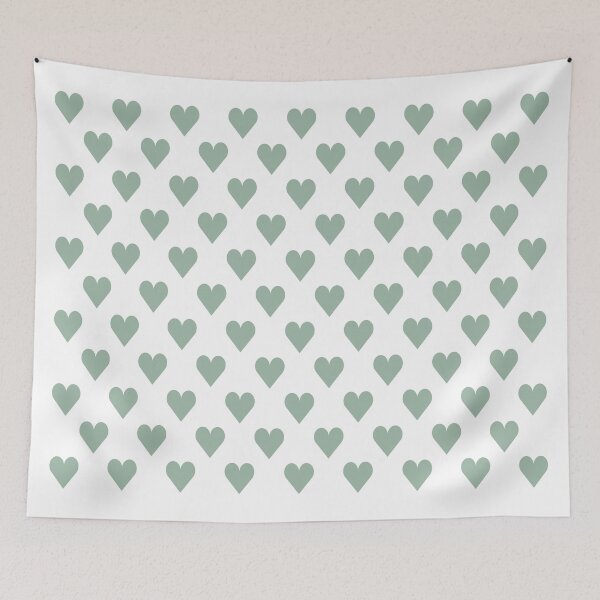 Item preview, Small MUTED GREEN and WHITE LOVE HEARTS designed and sold by RachelMacht.