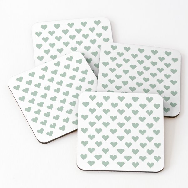 Item preview, Small MUTED GREEN and WHITE LOVE HEARTS designed and sold by RachelMacht.