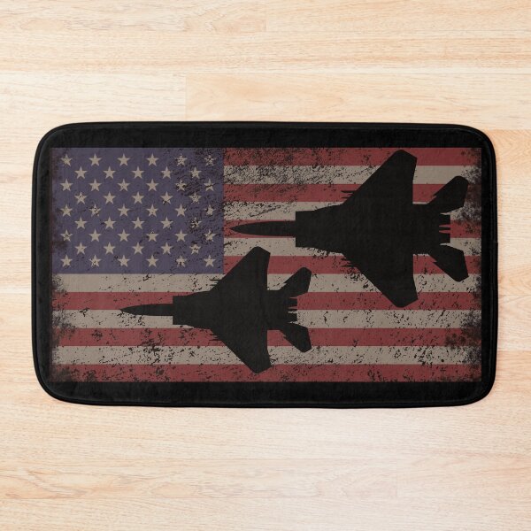 Item preview, F-15 Eagle Jet Fighter Plane Vintage Patriotic USA American Flag designed and sold by MilitaryMart.