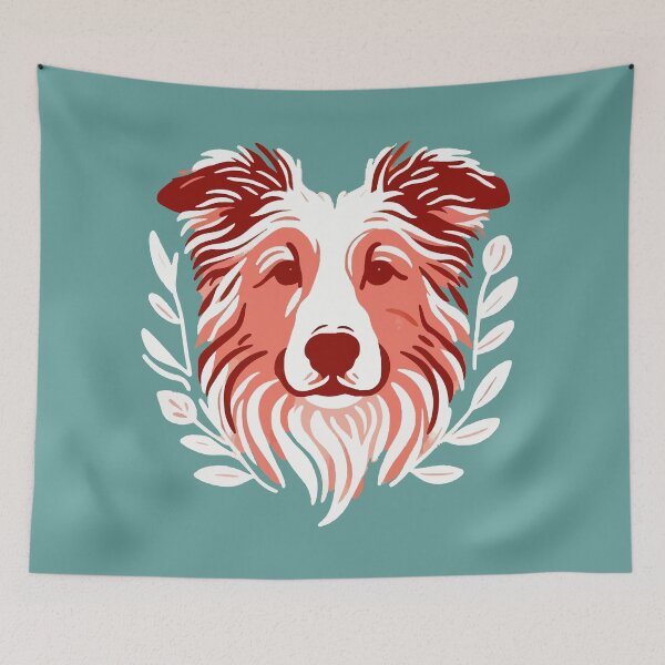 Item preview, Gentle Gaze: Minimalist Red and White Dog Portrait Illustration designed and sold by FarBeyound.