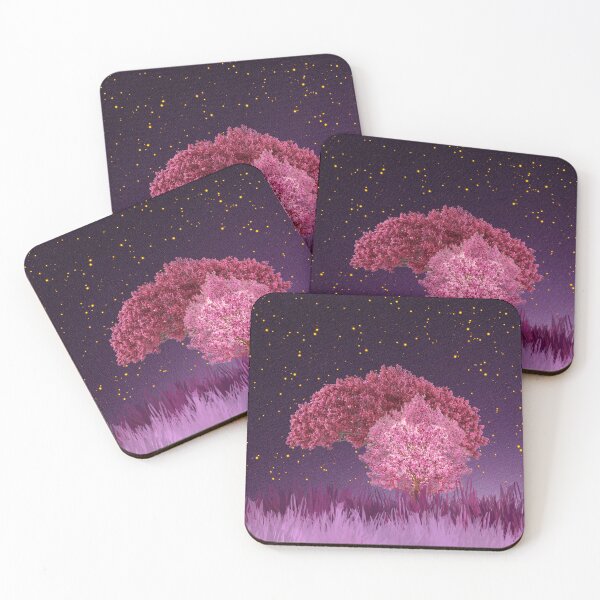 Item preview, Pink trees, Star Filled Night Sky designed and sold by WhiteSoftPetals.