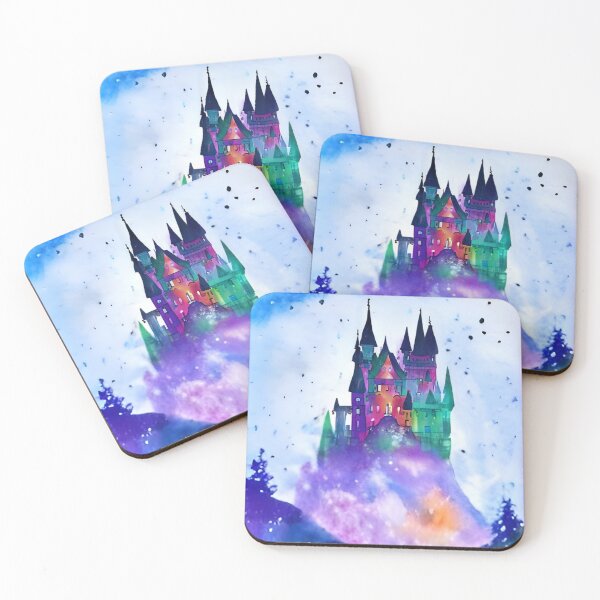 Item preview, watercolor ink fairy tale rainbow castle designed and sold by Zencookie.