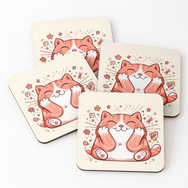 Item preview, Blissful Maneki-neko: Joyful Red Cat Illustration designed and sold by FarBeyound.