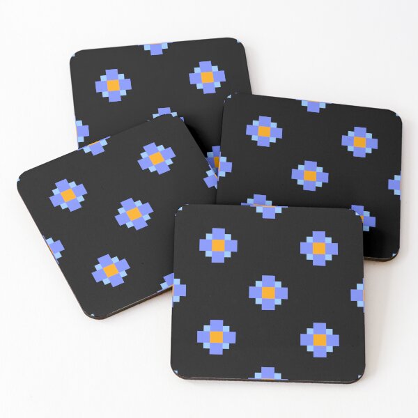 Item preview, Blue Pixel Flowers- cute pixel pattern designed and sold by EWNDesigns.