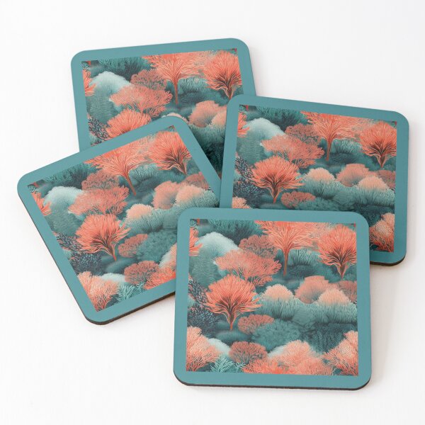Item preview, Coral and blue all over print  designed and sold by Juliet  Thomas.