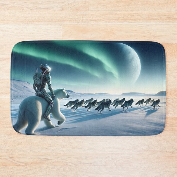 Item preview, Cosmic Trek - Alien Astride Polar Bear with Wolf Pack designed and sold by leyfinder.