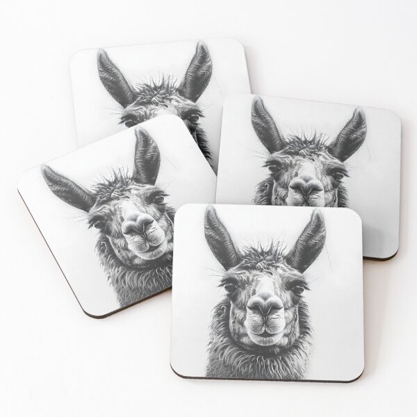 Item preview, Black and white pencil drawing of a llama  designed and sold by Pencil-Art.