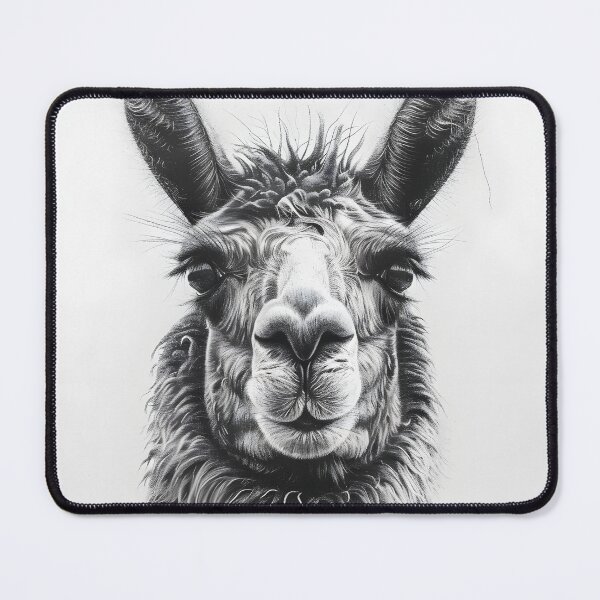 Item preview, Black and white pencil drawing of a llama designed and sold by Pencil-Art.
