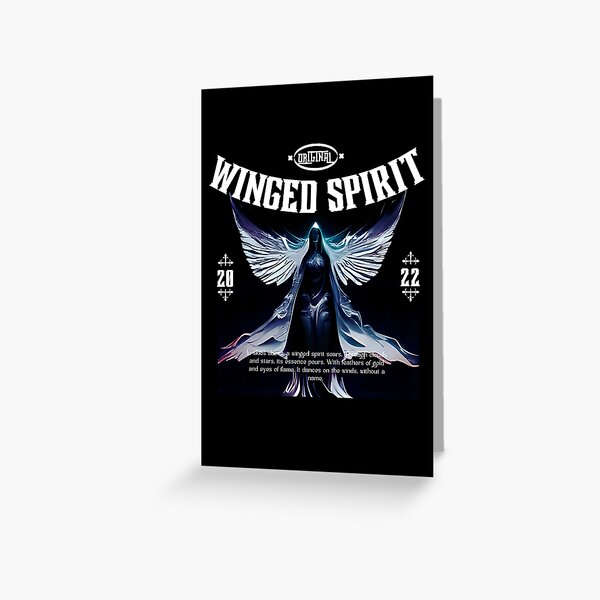 Item preview, Winged spirit | Mysterious Figure with Wings Illustration | Black Background designed and sold by RM-Journey.