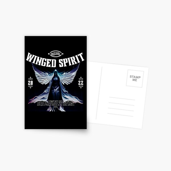 Item preview, Winged spirit | Mysterious Figure with Wings Illustration | Black Background designed and sold by RM-Journey.