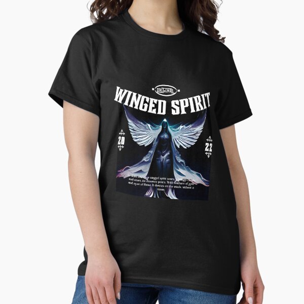 Item preview, Winged spirit | Mysterious Figure with Wings Illustration | Black Background designed and sold by RM-Journey.