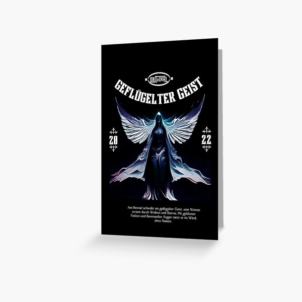 Item preview, Geflügelte Seele | Mysterious Figure with Wings Illustration | Black Background designed and sold by RM-Journey.