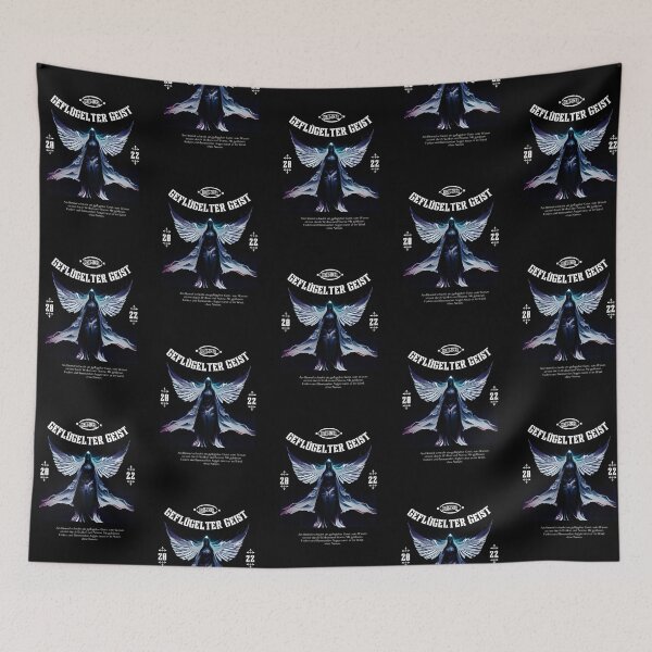 Item preview, Geflügelte Seele | Mysterious Figure with Wings Illustration | Black Background designed and sold by RM-Journey.