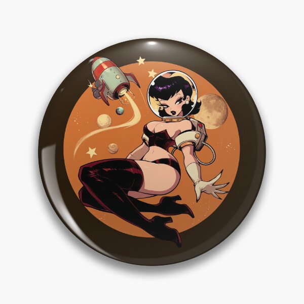 Item preview, Astronaut Betty Pinup cartoon girl designed and sold by blackdogshop.