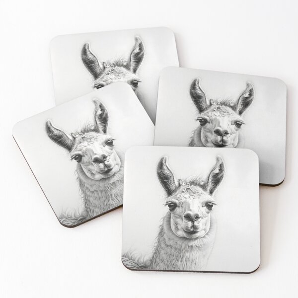 Item preview, Black and white pencil drawing of a llama  designed and sold by Pencil-Art.