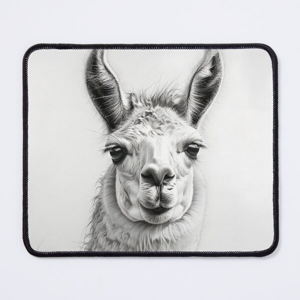 Item preview, Black and white pencil drawing of a llama designed and sold by Pencil-Art.