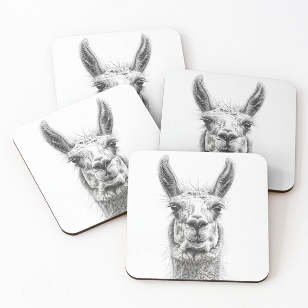 Item preview, Black and white pencil drawing of a llama  designed and sold by Pencil-Art.