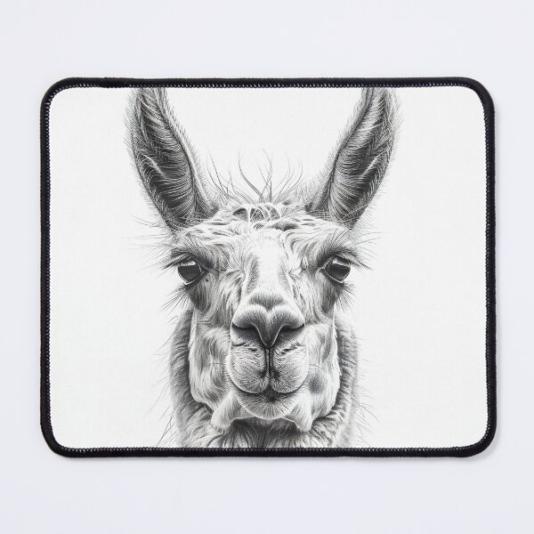 Item preview, Black and white pencil drawing of a llama  designed and sold by Pencil-Art.