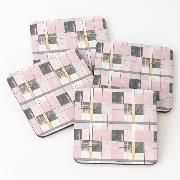 Item preview, Aesthetic City Girl - Chic Urban Colorful Print with Gold Grey & Pink Checkered Bloks- High Contrast designed and sold by eluxyumdecor.
