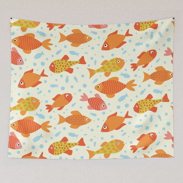 Item preview,  Cute Bright Colorful Fish Pattern on White Background  designed and sold by Yasminepatterns .