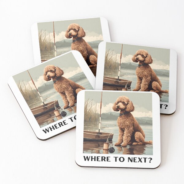 Item preview, Where to next? Fishing red poodle travel dog dad lover vintage designed and sold by SoulfulT.
