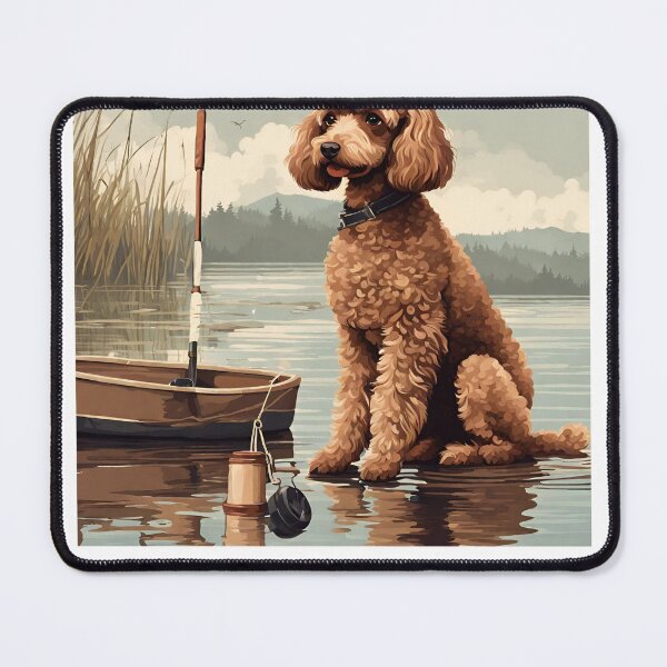 Item preview, Where to next? Fishing red poodle travel dog dad lover vintage designed and sold by SoulfulT.