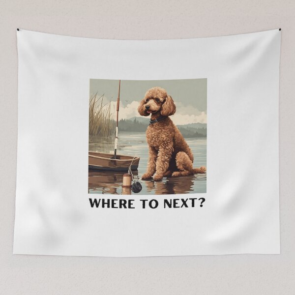 Item preview, Where to next? Fishing red poodle travel dog dad lover vintage designed and sold by SoulfulT.