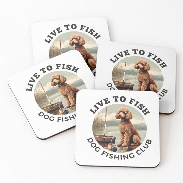 Item preview, Live to fish Fishing red poodle travel dog dad vintage designed and sold by SoulfulT.