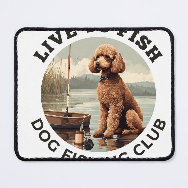 Item preview, Live to fish Fishing red poodle travel dog dad vintage designed and sold by SoulfulT.