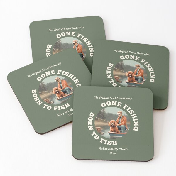 Item preview, Gone fiishing born to fish red poodle travel dog dad vintage designed and sold by SoulfulT.