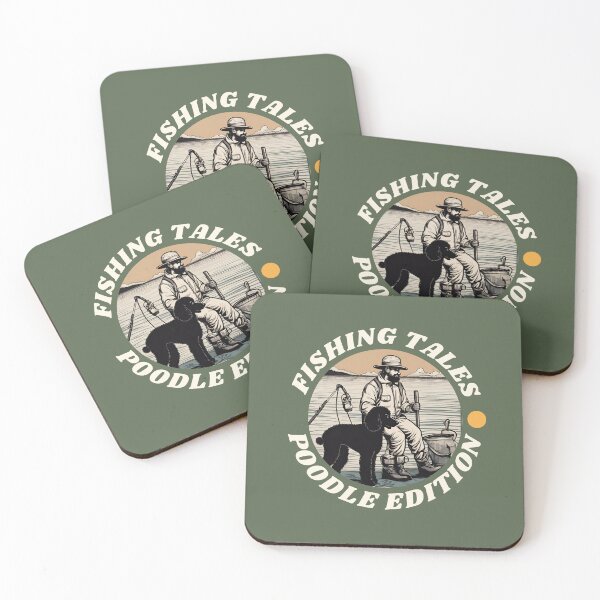 Item preview, Fishing tales black poodle travel dog dad vintage designed and sold by SoulfulT.