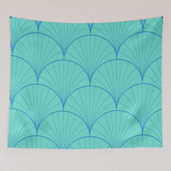 Item preview, Turquoise and Blue Geometric Sea Shells Pattern  designed and sold by Yasminepatterns .